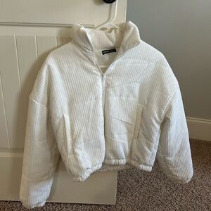 Shein White Corduroy Puffer Jacket